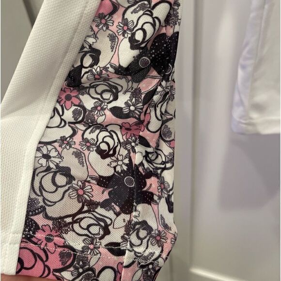 Daily Sports White Long Sleeve Floral Mesh Collard Top.SizeXL - Picture 7 of 11